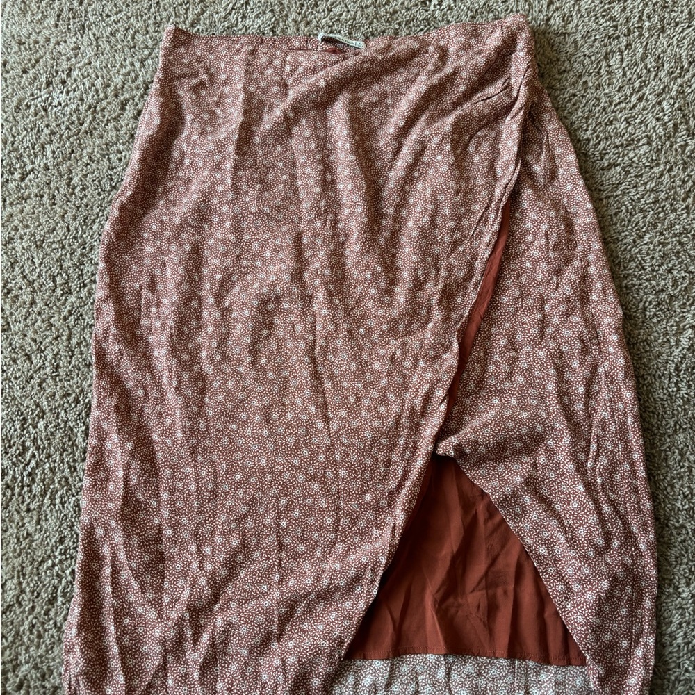 Abercrombie & Fitch Pink Wrap Midi Skirt with Slit